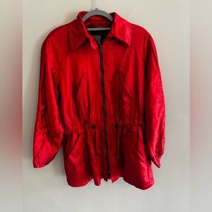 Vintage bergdorf Goodman red satin parka jacket | drizzle ny | women’s 4 oversiz